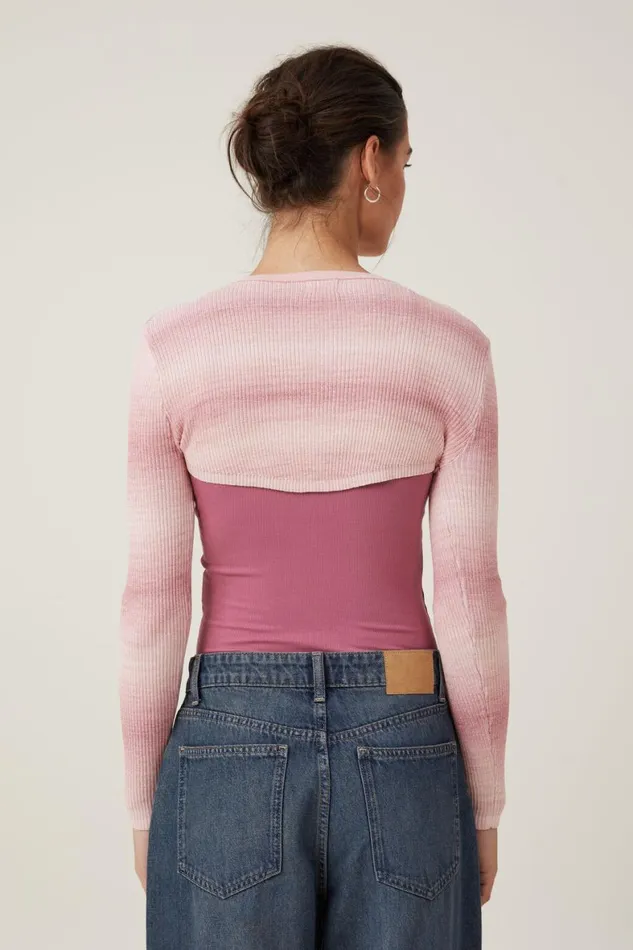 Women Sweaters and Cardigans Cotton On Rib Pullover Shrug Chalk Pink Ombre
