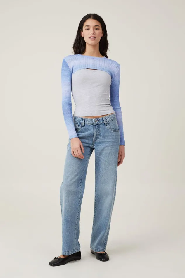 Women Sweaters and Cardigans Cotton On Rib Pullover Shrug Horizon Blue Ombre Women Sweaters and Cardigans Cotton On Rib Pullover Shrug Horizon Blue Ombre