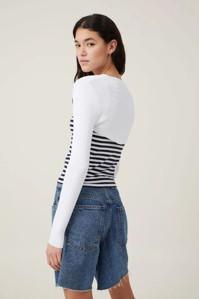 Women Sweaters and Cardigans Cotton On Rib Pullover Shrug White