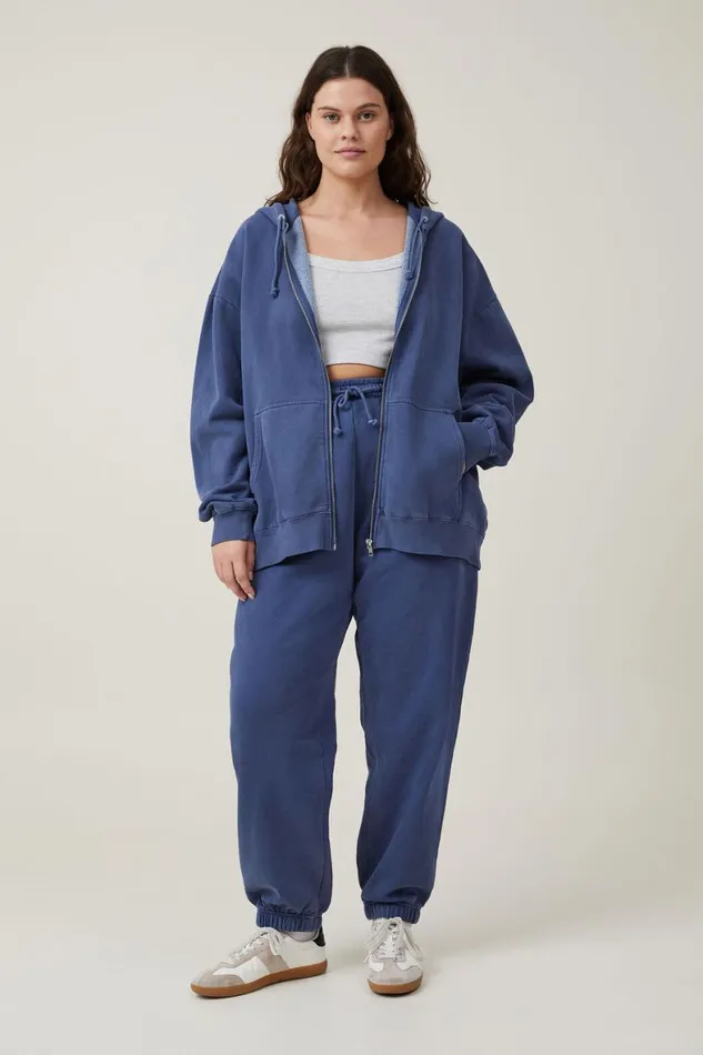 Women Sweats and Hoodies Cotton On Classic Washed ZipThrough Hoodie Washed Indigo