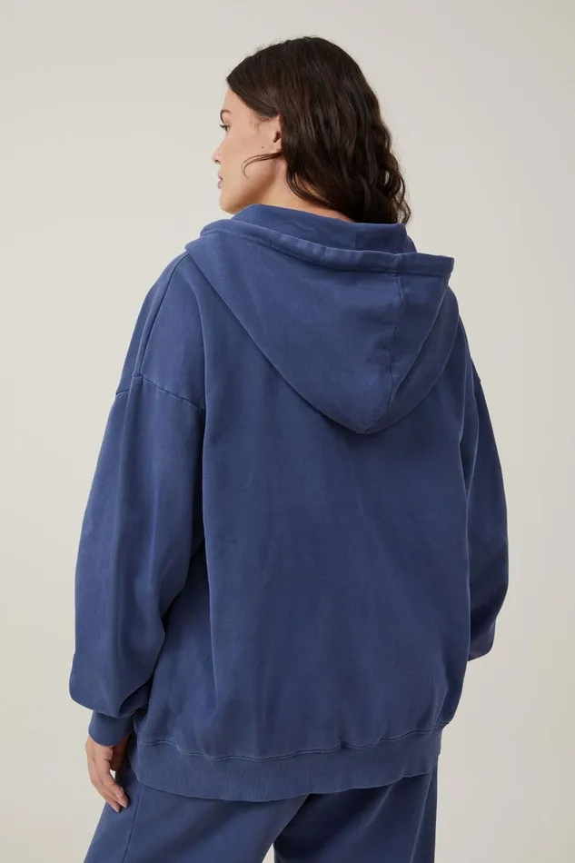 Women Sweats and Hoodies Cotton On Classic Washed ZipThrough Hoodie Washed Indigo