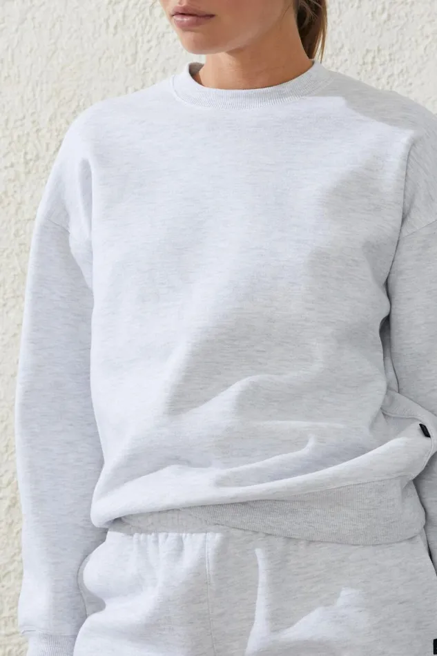 Women Sweats and Hoodies Cotton On Plush Essential Crew Jumper Core Cloudy Grey Marle