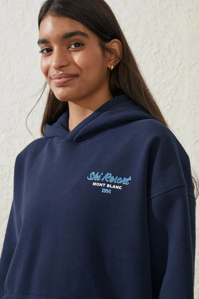 Women Sweats and Hoodies Cotton On Plush Premium Hoodie Oceanic Navyski Resort