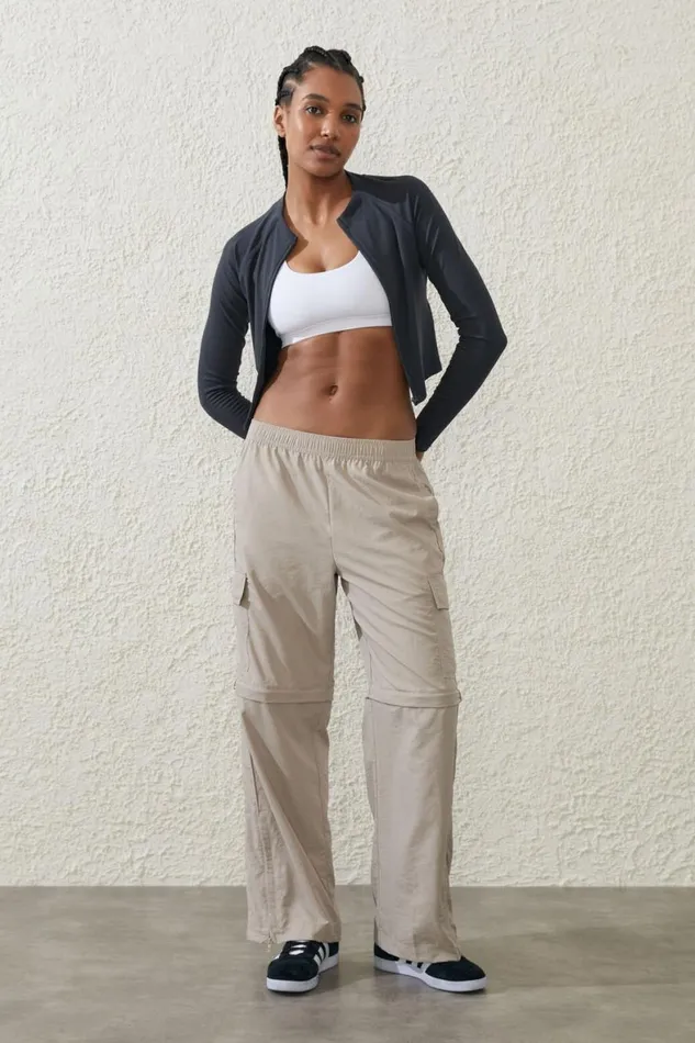 Women Sweats and Hoodies Cotton On Woven Zip Off Cargo Pant White Pepper