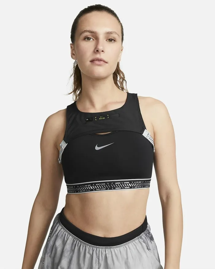Women Swoosh On The Run Blacklight Smoke Greybright Cactuscool Grey Nike Sports Bras