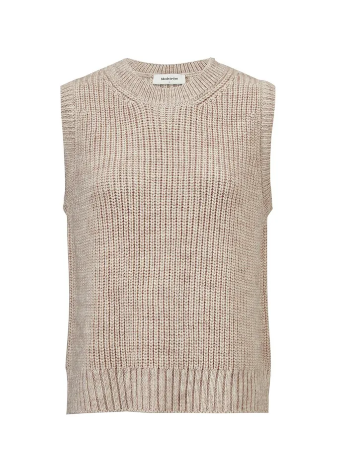 Women Timme Vest Beige Melange Modstrm Vests Women Timme Vest Beige Melange Modstrm Vests