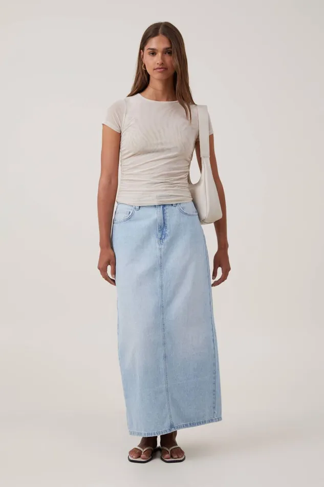 Women Tops Cotton On Becca Gathered Short Sleeve Tee Stone