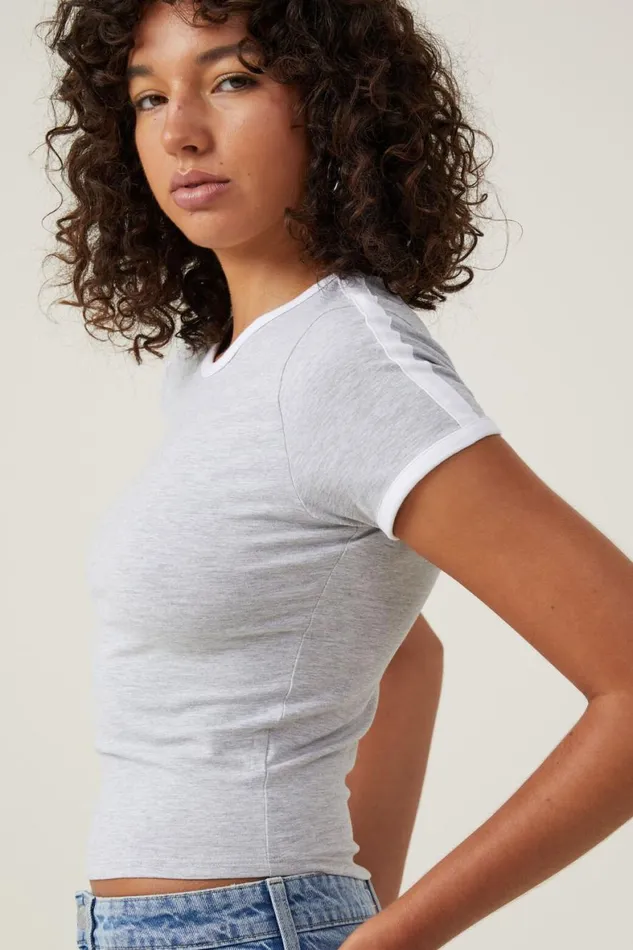 Women Tops Cotton On Billi Crew Neck Tee Grey Marle