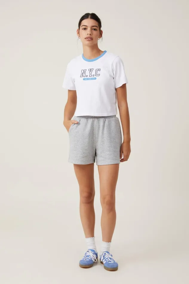 Women Tops Cotton On Crop Regular Tee Nyc White