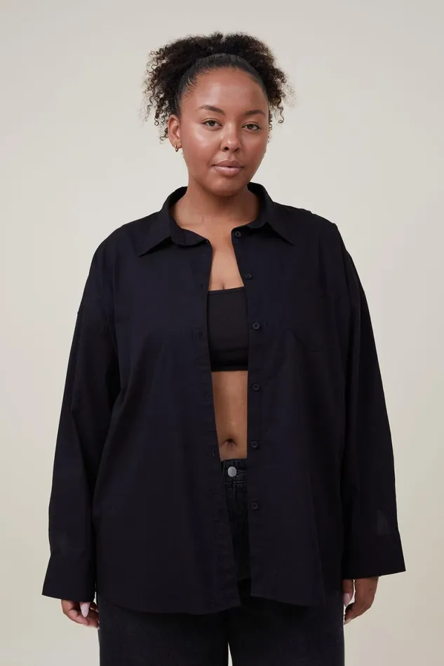 Women Tops Cotton On Dad Shirt Black