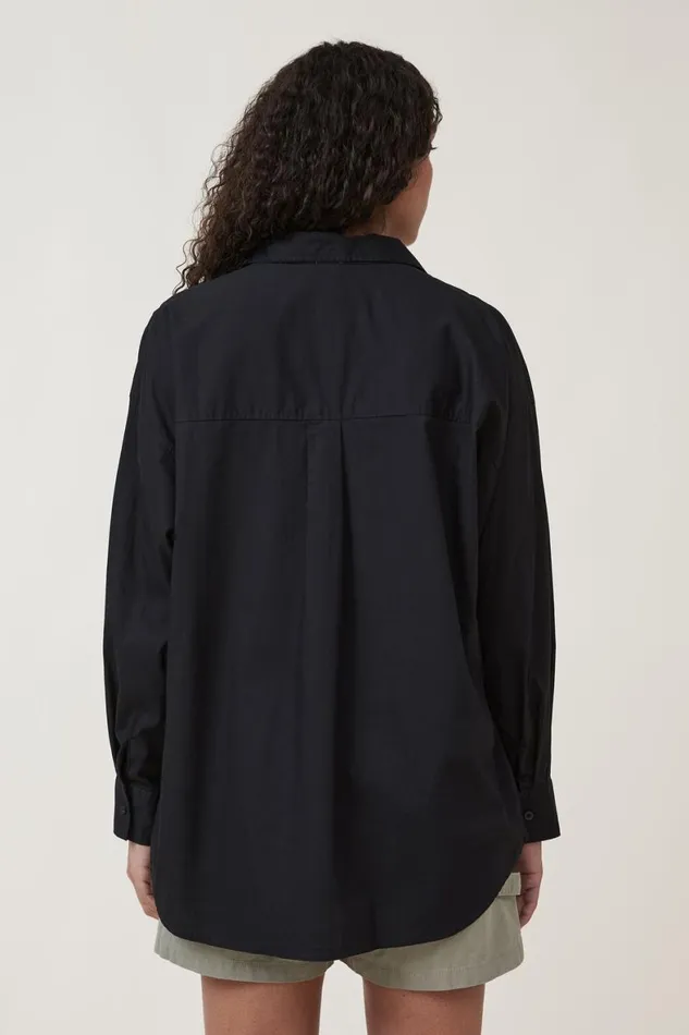 Women Tops Cotton On Dad Shirt Black