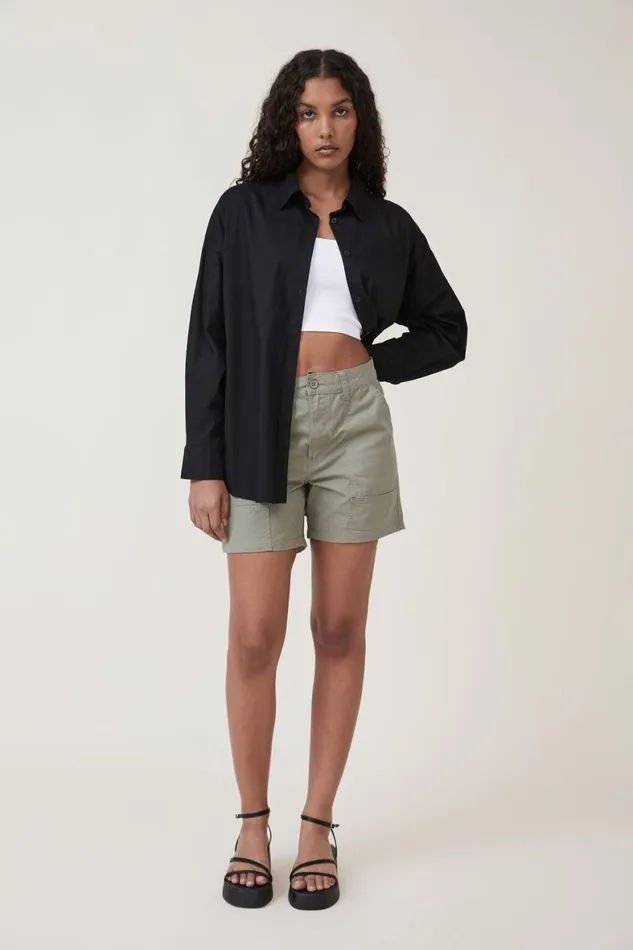 Women Tops Cotton On Dad Shirt Black