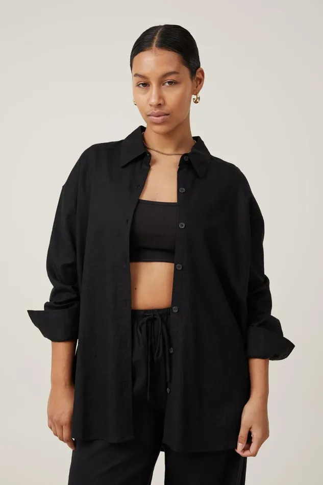 Women Tops Cotton On Haven Long Sleeve Shirt Black