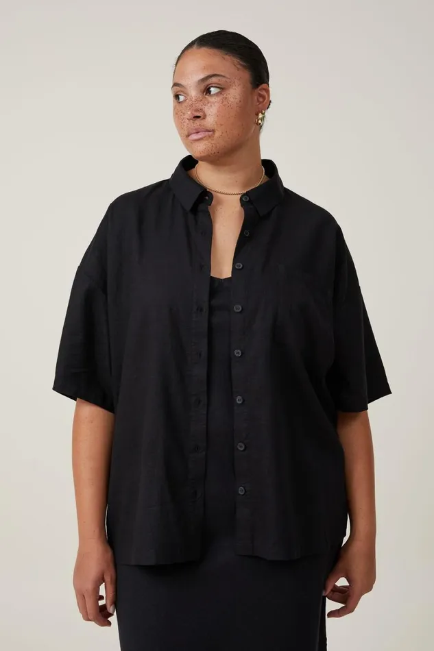 Women Tops Cotton On Haven Short Sleeve Shirt Black