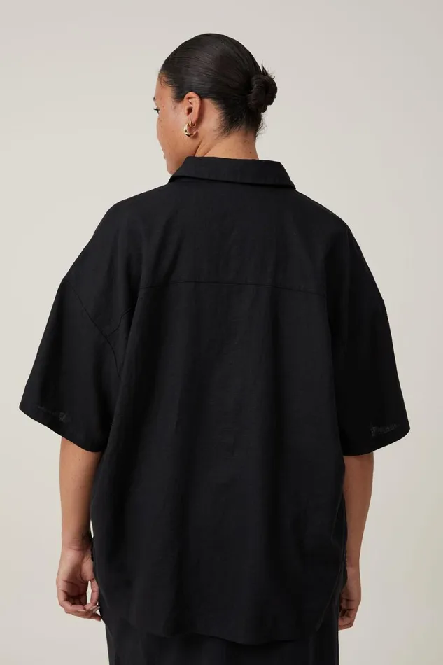 Women Tops Cotton On Haven Short Sleeve Shirt Black