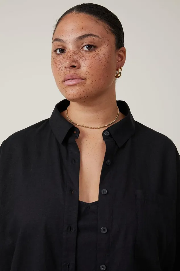 Women Tops Cotton On Haven Short Sleeve Shirt Black