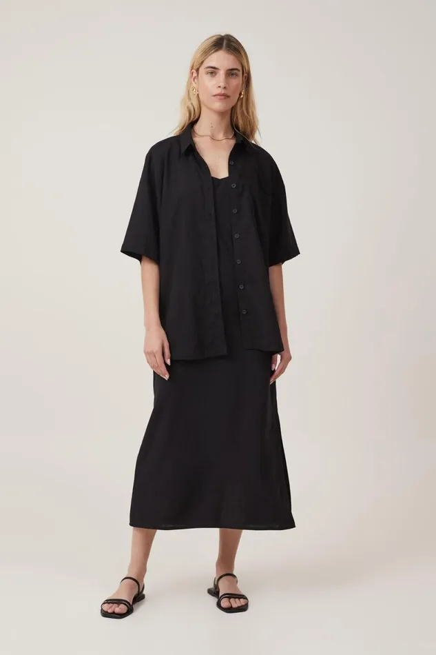 Women Tops Cotton On Haven Short Sleeve Shirt Black