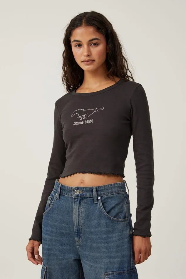 Women Tops Cotton On Long Sleeve Lettuce Rib Ford Tee Lcn Ford Since 1964washed Black Women Tops Cotton On Long Sleeve Lettuce Rib Ford Tee Lcn Ford Since 1964washed Black