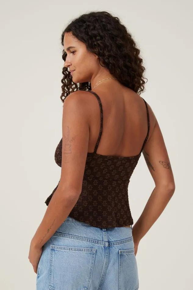 Women Tops Cotton On Luna Babydoll Cami Dark Oak