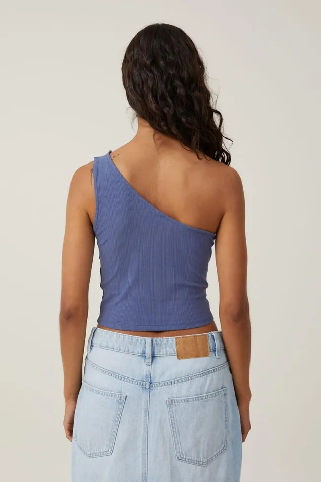 Women Tops Cotton On Marli One Shoulder Rouched Top Vintage Navy