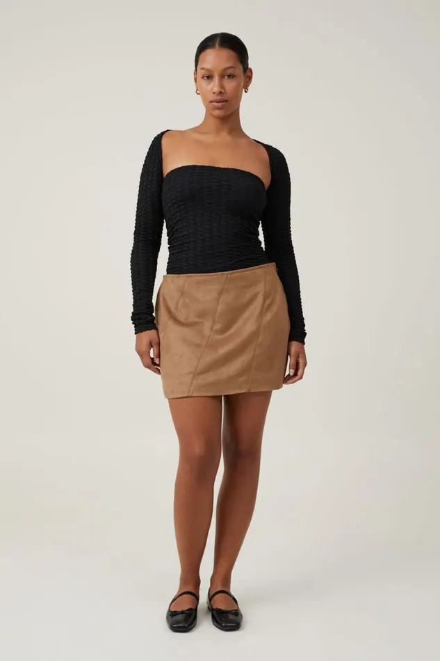 Women Tops Cotton On Nova Textured Tube Top Black