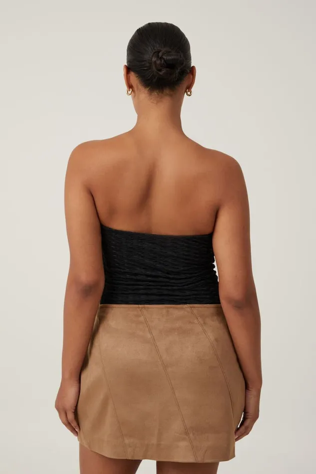 Women Tops Cotton On Nova Textured Tube Top Black