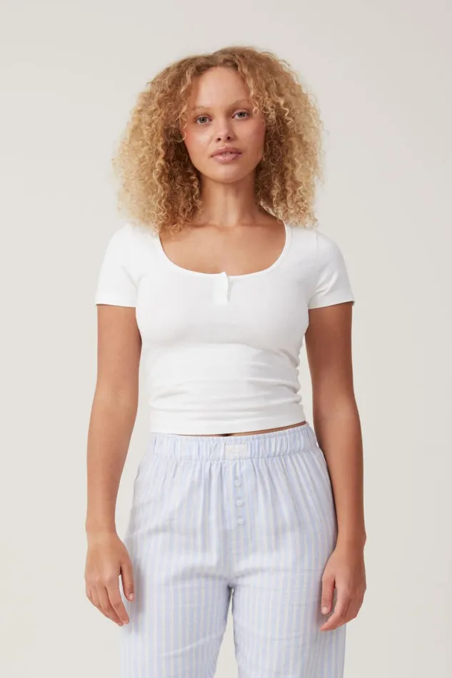 Women Tops Cotton On Peached Jersey Henley T 8211 Shirt Coconut Milk