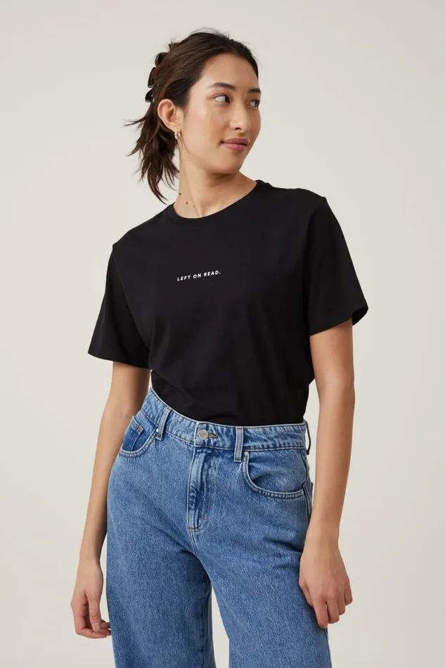 Women Tops Cotton On Regular Fit Graphic Tee Left On Readblack