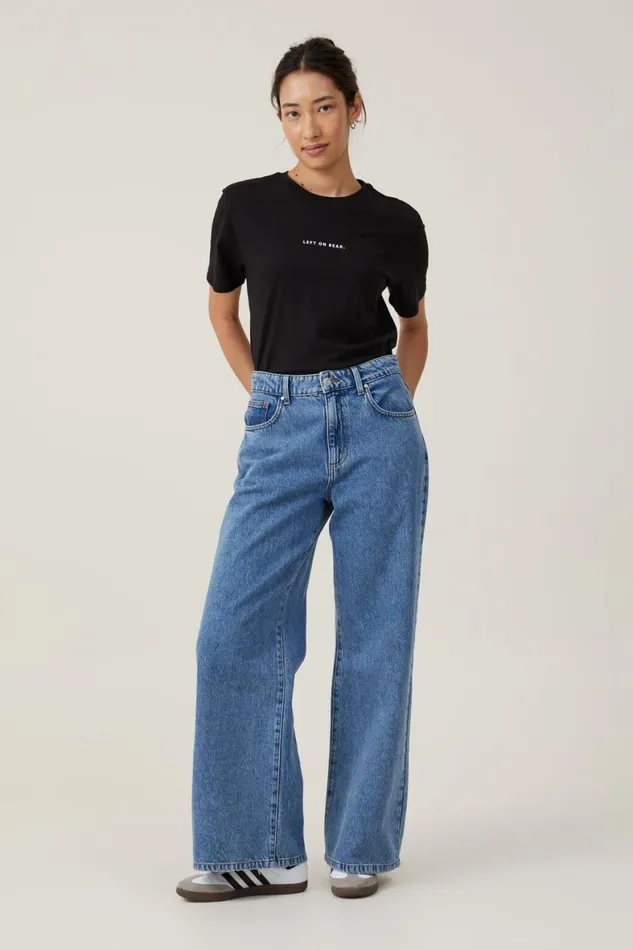 Women Tops Cotton On Regular Fit Graphic Tee Left On Readblack