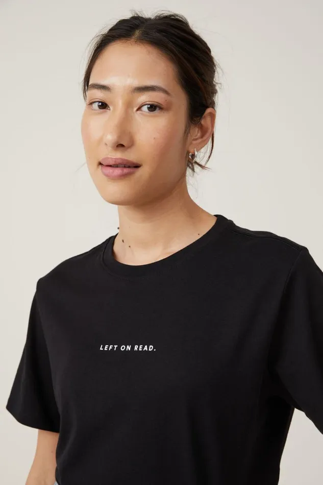Women Tops Cotton On Regular Fit Graphic Tee Left On Readblack