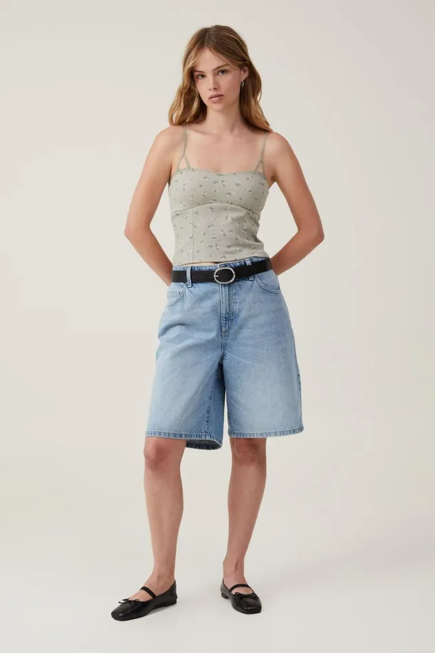Women Tops Cotton On Sally Picot Trim Cami Laika Ditsy Desert Sage