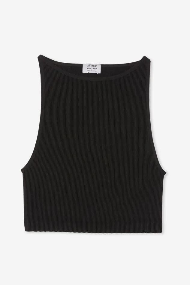 Women Tops Cotton On Seamless Benni High Neck Tank Black