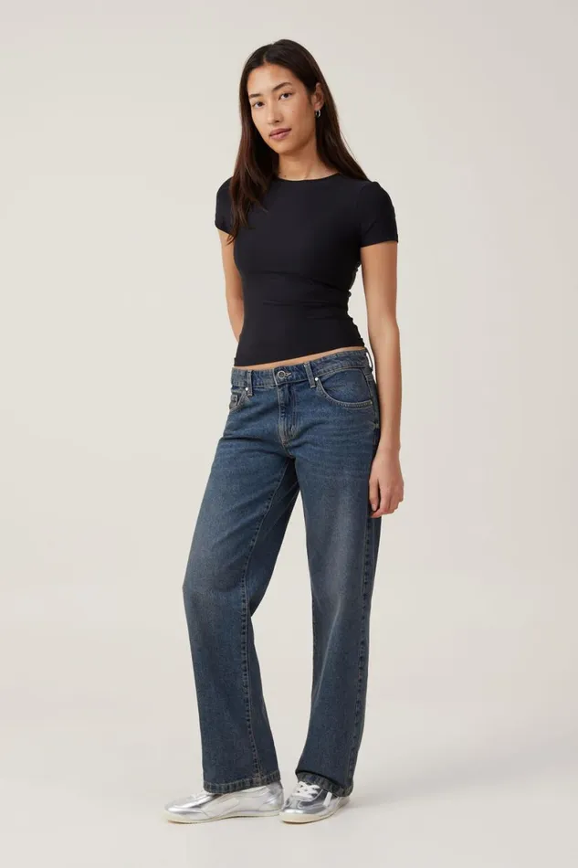 Women Tops Cotton On Smooth Crew Neck Tee Black