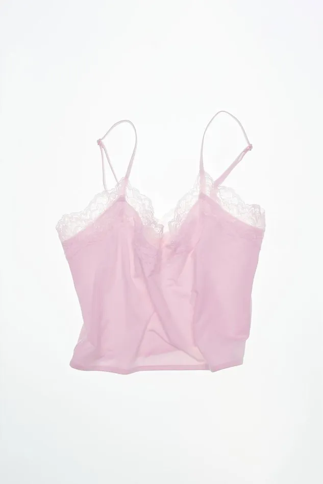 Women Tops Cotton On Soft Lounge Lace Trim Cami Tender Touch Pink
