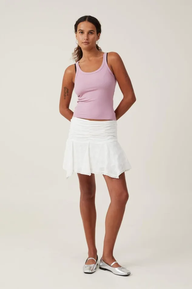 Women Tops Cotton On Staple Rib Scoop Neck Tank Purple Dusk