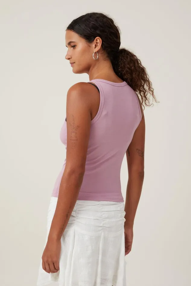 Women Tops Cotton On Staple Rib Scoop Neck Tank Purple Dusk