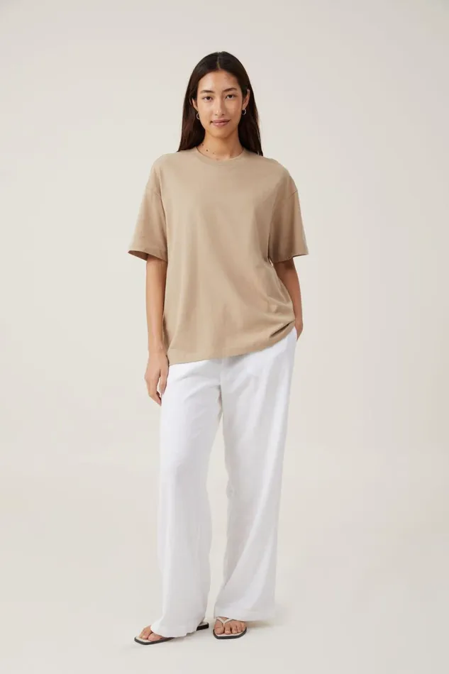 Women Tops Cotton On The Boxy Oversized Tee Mid Taupe