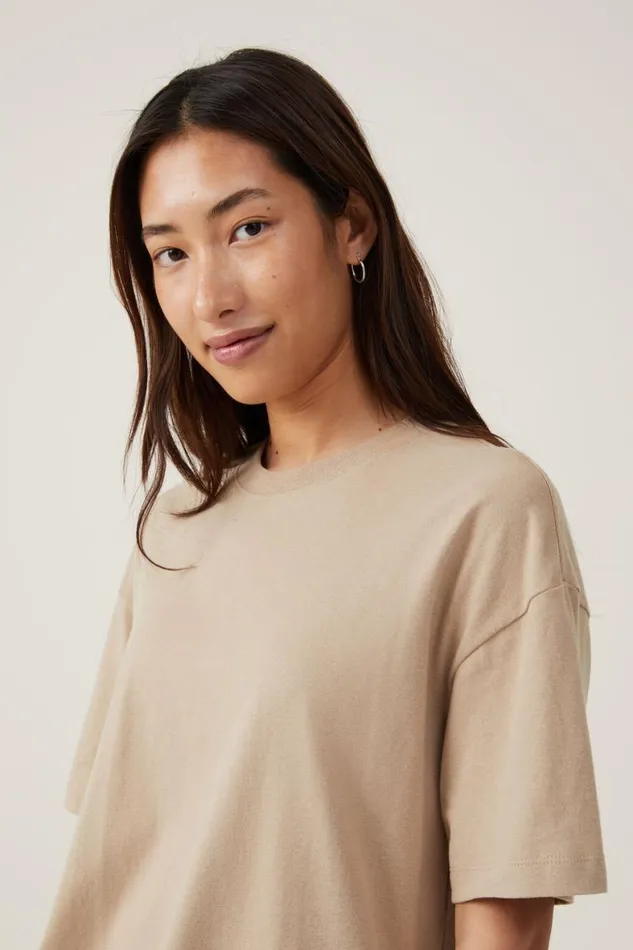 Women Tops Cotton On The Boxy Oversized Tee Mid Taupe