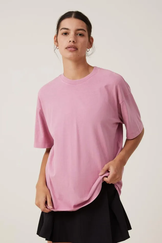 Women Tops Cotton On The Boxy Oversized Tee Washed Purple Dusk