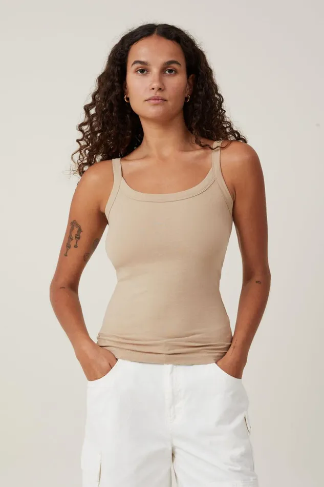 Women Tops Cotton On The One Basic Scoop Neck Cami Mid Taupe