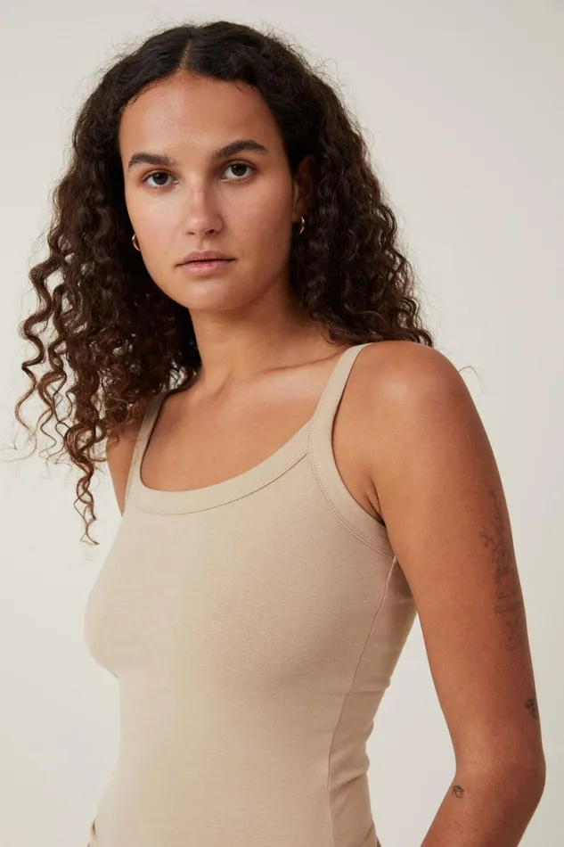 Women Tops Cotton On The One Basic Scoop Neck Cami Mid Taupe