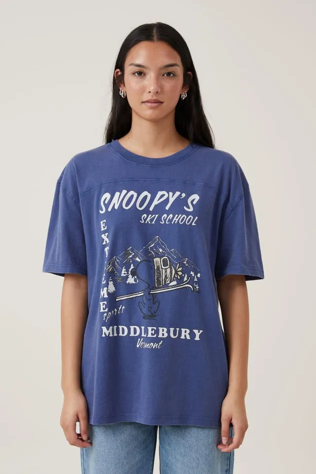 Women Tops Cotton On The Oversized Yoke Detail Tee Lcn Pea Snoopy Peanuts Ski School Vintage Na Women Tops Cotton On The Oversized Yoke Detail Tee Lcn Pea Snoopy Peanuts Ski School Vintage Na