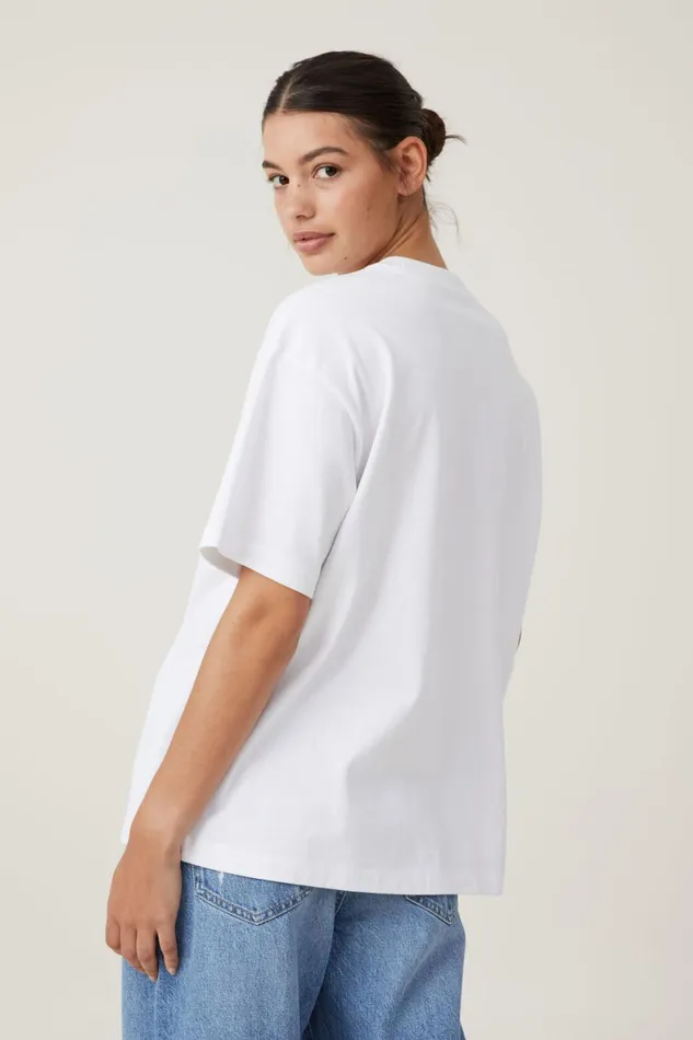 Women Tops Cotton On The Premium Boxy Graphic Tee Lorem Ipsum White