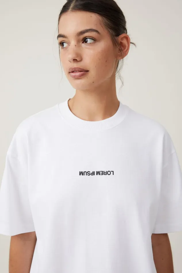 Women Tops Cotton On The Premium Boxy Graphic Tee Lorem Ipsum White