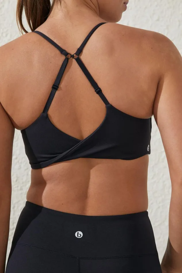 Women Tops Cotton On Ultra Soft Twist Back Crop Black