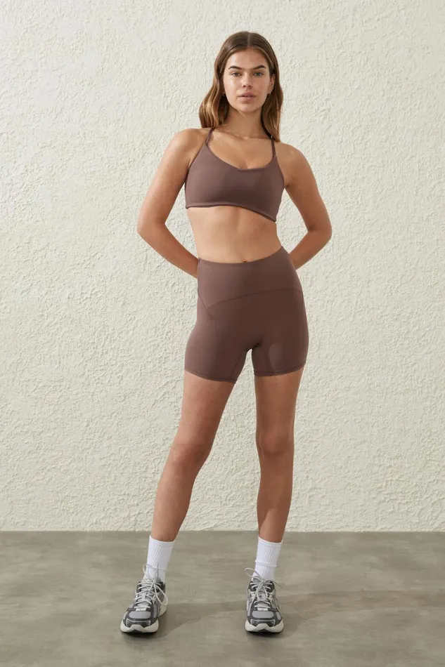 Women Tops Cotton On Ultra Soft Twist Back Crop Deep Taupe