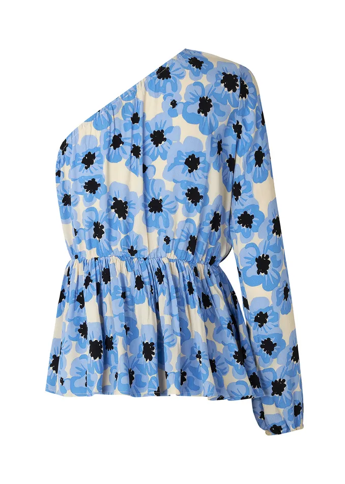 Women TorahMD Print One Shoulder Top Blue Pearl Flower Modstrm Dresses Women TorahMD Print One Shoulder Top Blue Pearl Flower Modstrm Dresses