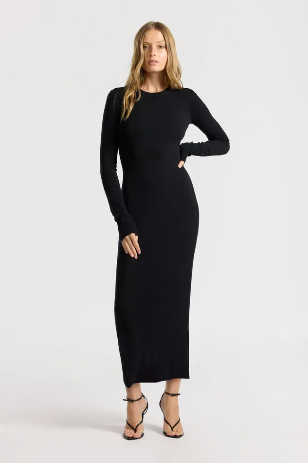 Women Verona Crewneck Maxi Dress Jet Black COTTON CITIZEN Dresses Women Verona Crewneck Maxi Dress Jet Black COTTON CITIZEN Dresses