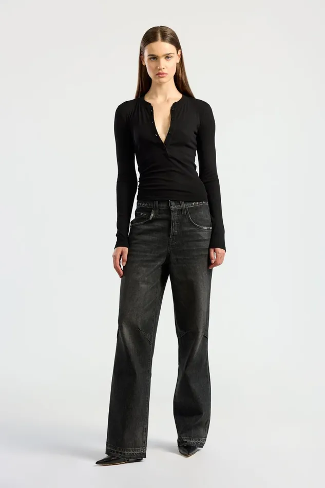 Women Verona Henley Jet Black COTTON CITIZEN Shirts Women Verona Henley Jet Black COTTON CITIZEN Shirts