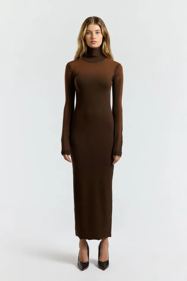Women Verona Turtleneck Maxi Dress Chestnut Cast COTTON CITIZEN Dresses